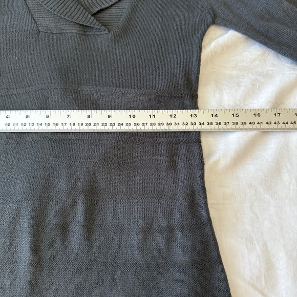 Le Temps des Cerises Long Sleeve Cowl V-Neck Sweater Dress Greenish-Gray Small - Picture 14 of 15